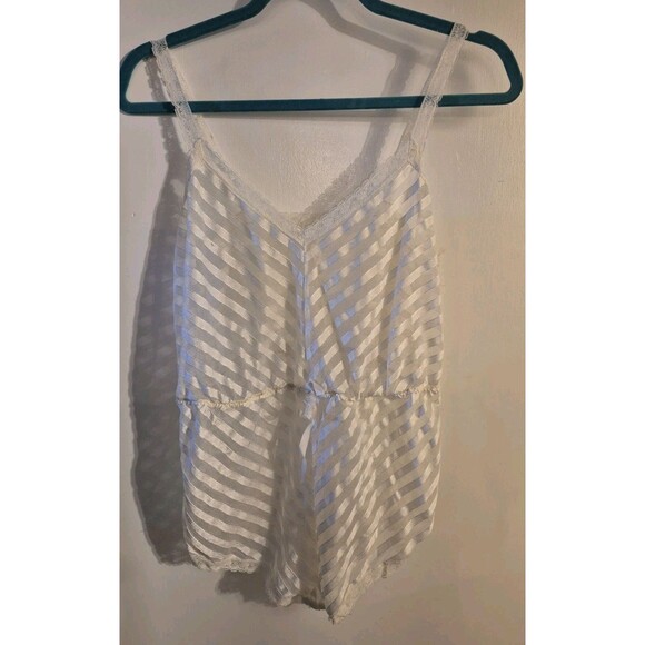 Vintage Lily Of France One Piece Teddy Lingerie romper Ivory Medium  80s - Picture 1 of 8